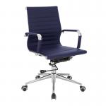 Nautilus Designs Aura Contemporary Medium Back Bonded Leather Executive Office Chair With Fixed Arms Blue - BCL8003BL 40865NA