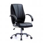 Nautilus Designs Hastings High Back Bonded Leather Executive Office Chair With Mesh Panel Detailing and Fixed Arms Black - BCLB425BK 40872NA