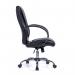 Nautilus Designs Hastings High Back Bonded Leather Executive Office Chair With Mesh Panel Detailing and Fixed Arms Black - BCLB425BK 40872NA