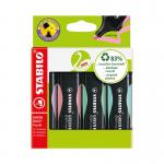 STABILO GREEN BOSS Pastel Highlighter Pen Chisel tip 2-5mm Line Assorted Colours (Pack 4) 6070/4-2 41045ST