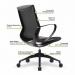 Nautilus Designs Aeros Medium Back Executive Task Office Chair With Weight Activated Auto Balance Mechanism and Fixed Arms Black - BCFU370BK 41117NA