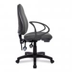 Nautilus Designs Java 200 Medium Back Twin Lever Fabric Operator Office Chair With Fixed Arms Grey - BCF/P505/GY/A 41320NA