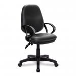 Nautilus Designs Java 200 Medium Back Twin Lever Vinyl Operator Office Chair With Fixed Arms Black - BCF/P505/BKV/A 41327NA