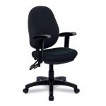 Nautilus Designs Java 300 Medium Back Synchronous Triple Lever Fabric Operator Office Chair With Height Adjustable Arms Black - BCF/P606/BK/ADT 41390NA