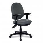 Nautilus Designs Java 300 Medium Back Synchronous Triple Lever Fabric Operator Office Chair With Height Adjustable Arms Grey - BCF/P606/GY/ADT 41418NA