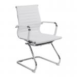 Nautilus Designs Aura Contemporary Medium Back Bonded Leather Executive Cantilever Visitor Chair With Fixed Arms White - BCL8003AVWH 41460NA