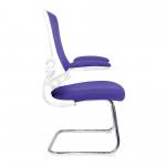 Nautilus Designs Luna Designer High Back Mesh Purple Cantilever Visitor Chair With Folding Arms and White Shell/Chrome Frame - BCM/L1302V/WHPL 41614NA