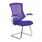 Nautilus Designs Luna Designer High Back Mesh Purple Cantilever Visitor Chair With Folding Arms and White ShellChrome Frame - BCML1302VWHPL 41614NA