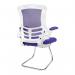 Nautilus Designs Luna Designer High Back Mesh Purple Cantilever Visitor Chair With Folding Arms and White ShellChrome Frame - BCML1302VWHPL 41614NA