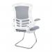 Nautilus Designs Luna Designer High Back Mesh Grey Cantilever Visitor Chair With Folding Arms and White ShellChrome Frame - BCML1302VWHGY 41621NA