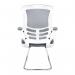 Nautilus Designs Luna Designer High Back Mesh Grey Cantilever Visitor Chair With Folding Arms and White ShellChrome Frame - BCML1302VWHGY 41621NA