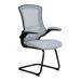 Nautilus Designs Luna Designer High Back Mesh Grey Cantilever Visitor Chair With Folding Arms and Black ShellFrame - BCML1302VGY 41628NA