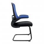 Nautilus Designs Luna Designer High Back Two Tone Mesh Cantilever Visitor Chair With Folding Arms and Black Shell Blue/Black - BCM/T1302V/BL 41635NA
