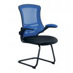 Nautilus Designs Luna Designer High Back Two Tone Mesh Cantilever Visitor Chair With Folding Arms and Black Shell BlueBlack - BCMT1302VBL 41635NA