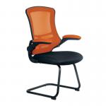 Nautilus Designs Luna Designer High Back Two Tone Mesh Cantilever Visitor Chair With Folding Arms and Black Shell OrangeBlack - BCMT1302VOG 41649NA