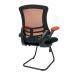 Nautilus Designs Luna Designer High Back Two Tone Mesh Cantilever Visitor Chair With Folding Arms and Black Shell OrangeBlack - BCMT1302VOG 41649NA