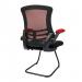 Nautilus Designs Luna Designer High Back Two Tone Mesh Cantilever Visitor Chair With Folding Arms and Black Shell Red/Black - BCM/T1302V/RD 41656NA