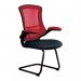 Nautilus Designs Luna Designer High Back Two Tone Mesh Cantilever Visitor Chair With Folding Arms and Black Shell RedBlack - BCMT1302VRD 41656NA