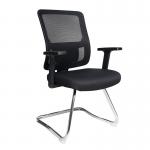 Nautilus Designs Barri Medium Back Mesh Visitor Chair With Fabric Seat and Height Adjustable Arms Black - BCMK610VBK 41663NA