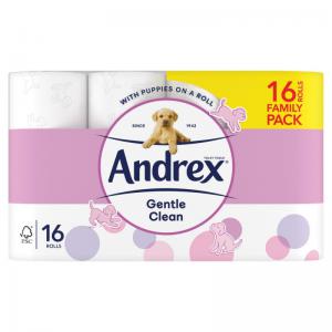 Andrex Gentle Clean Toilet Rolls White Pack 16 1102122 41745CP