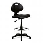 Nautilus Designs Derwent Polyurethane Draughtsman Operator Chair With Spring Loaded Backrest Mechanism Black - DPAPOLYFCK 41887NA