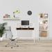 Nautilus Designs Vienna Compact Two Tier Workstation with Stylish Feature Frame and Upper Storage Shelf Oak Finish White Frame - BDWI203WH-OK 41964NA