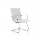 Dynamic Nola White Soft Bonded Leather Cantilever Visitor Conference Chair With Fixed Arms and Chrome Frame - OP000255 42090DY