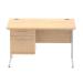 Dynamic Impulse W1200 x D800 x H730mm Straight Office Desk Cantilever Leg With 1 x 2 Drawer Single Fixed Pedestal Maple Finish Silver Frame - MI002431 42139DY