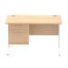 Dynamic Impulse W1200 x D800 x H730mm Straight Office Desk Cantilever Leg With 1 x 2 Drawer Single Fixed Pedestal Maple Finish White Frame - MI002435 42174DY