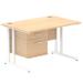 Dynamic Impulse W1200 x D800 x H730mm Straight Office Desk Cantilever Leg With 1 x 2 Drawer Single Fixed Pedestal Maple Finish White Frame - MI002435 42174DY