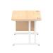 Dynamic Impulse W1200 x D800 x H730mm Straight Office Desk Cantilever Leg With 1 x 2 Drawer Single Fixed Pedestal Maple Finish White Frame - MI002435 42174DY