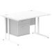 Dynamic Impulse W1200 x D800 x H730mm Straight Office Desk Cantilever Leg With 1 x 2 Drawer Single Fixed Pedestal White Finish White Frame - MI002209 42195DY