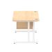 Dynamic Impulse W1400 x D800 x H730mm Straight Office Desk Cantilever Leg With 1 x 2 Drawer Single Fixed Pedestal Maple Finish White Frame - MI002436 42244DY