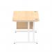 Dynamic Impulse W1400 x D800 x H730mm Straight Office Desk Cantilever Leg With 1 x 2 Drawer Single Fixed Pedestal Maple Finish White Frame - MI002436 42244DY