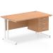 Dynamic Impulse W1400 x D800 x H730mm Straight Office Desk Cantilever Leg With 1 x 3 Drawer Single Fixed Pedestal Oak Finish White Frame - MI002670 42391DY