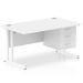 Dynamic Impulse W1400 x D800 x H730mm Straight Office Desk Cantilever Leg With 1 x 3 Drawer Single Fixed Pedestal White Finish White Frame - MI002218 42405DY