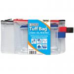 Tiger Tuff Bag Polypropylene Triple Pack of A6 Mini and DL 500 Micron Clear with Assorted Colour Zips (Pack 3) - 301379 42533TG