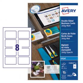 Avery Business Card Double Sided 8 Per Sheet 260gsm Matt (Pack 200) C32015-25 42543AV