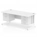 Dynamic Impulse W1600 x D800 x H730mm Straight Office Desk Cantilever Leg With 1x2 & 1x3 Drawer Fixed Pedestal White Finish White Frame - MI002243 42643DY