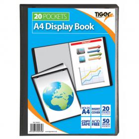 Tiger A4 Presentation Display Book 20 Pocket Black - 300932 42645TG