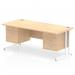 Dynamic Impulse W1600 x D800 x H730mm Straight Office Desk Cantilever Leg With 1x2 & 1x3 Drawer Fixed Pedestal Maple Finish White Frame - MI002469 42650DY