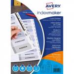 Avery Indexmaker Divider 12 Part A4 Punched 190gsm Card White with White Mylar Tabs 1640061 42683AV