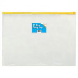 Tiger Zippy Bag Polypropylene A3 180 Micron Clear with Assorted Colour Zips - 300470 42708TG