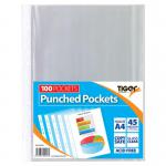 Tiger Multi Punched Pocket Polypropylene A4 45 Micron Top Opening Clear (Pack 100) - 300947 42736TG
