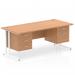 Dynamic Impulse W1800 x D800 x H730mm Straight Office Desk Cantilever Leg With 1x2 & 1x3 Drawer Fixed Pedestal Oak Finish White Frame - MI002696 42741DY