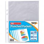 Tiger Multi Punched Pocket Polypropylene A5 45 Micron Top Opening Clear (Pack 100) - 301829 42750TG