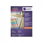 Avery Readyindex Divider 1-20 A4 Punched 190gsm Card White with Coloured Mylar Tabs 01966501 42753AV