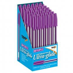 Tiger Ballpoint Pen Purple Pack of 50 