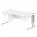 Dynamic Impulse W1800 x D800 x H730mm Straight Office Desk Cantilever Leg With 2x2 Drawer Double Fixed Pedestal White Finish Silver Frame - MI002224 42853DY