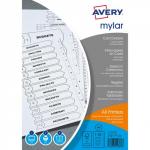 Avery Mylar Divider 1-25 A4 Punched 150gsm White Card with White Mylar Tabs 05225061 42872AV